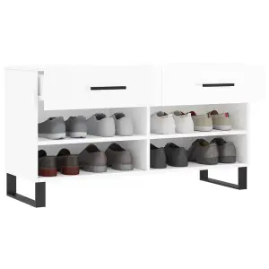 Berkfield Shoe Bench High Gloss White 102x35x55 cm Engineered Wood