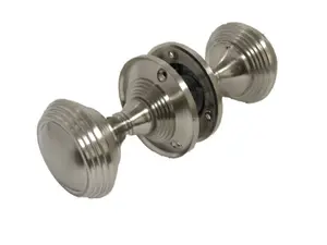 Door Knobs Queen Anne Reeded Internal Mortice Knob - Satin 64mm