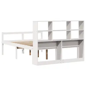 Berkfield Bookcase Bed without Mattress White 135x190 cm Double Solid Wood Pine