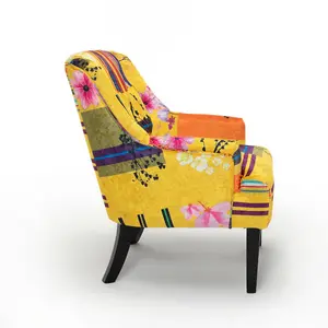 Fabric Gold Patchwork Lydia Accent Chair