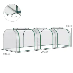 Outsunny Tunnel Greenhouse Steel Frame for Garden w/ Zipper Doors