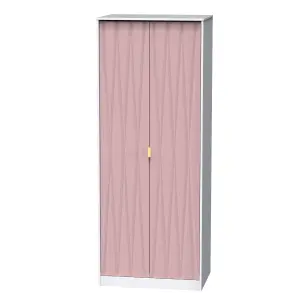 Ready assembled Matt Pink & white Double Wardrobe (H)1970mm (W)740mm (D)530mm