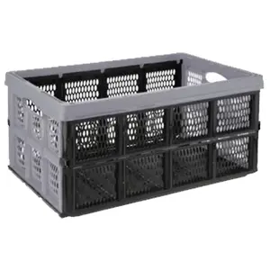 URBNLIVING 22cm Height Large 32L Folding Collapsible Plastic Storage Grey Crate Box