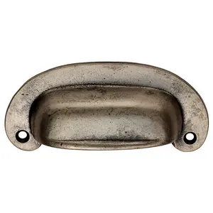 2x Oval Plate Cabinet Cup Handle 106 x 44.5mm 87mm Fixing Centres Pewter