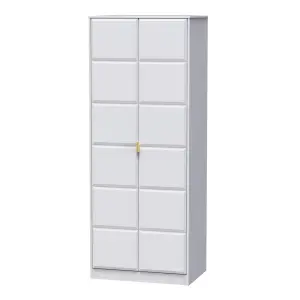 Cube Ready assembled Modern Matt white Tall Double Wardrobe (H)1970mm (W)740mm (D)530mm