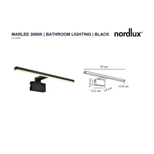 Nordlux Marlee 3000K Indoor Bedroom Living Dining Hallway Wall Light In Black (Height) 3.8cm