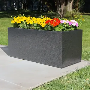 75cm Zinc Galvanised Graphite Black Textured Trough Planter