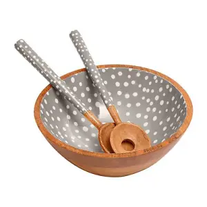 Dexam Sintra Mango Wood Spotted Salad Bowl Stone