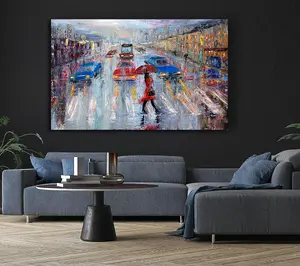 Walk In The Rain Canvas Print Wall Art - Medium 20 x 32 Inches