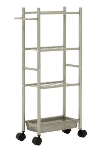 Maison by Premier Dara 4 Tier Trolley Brush Nickel with Basket