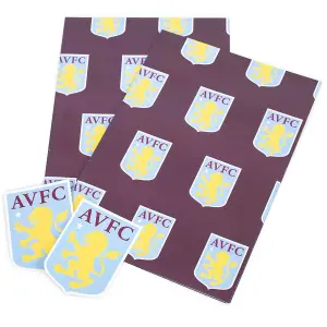 Aston Villa FC Text Gift Wrap Claret/Blue (One Size)