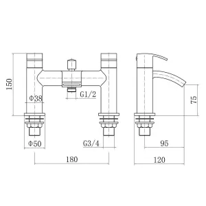 Rinse Bathrooms Bath Taps with Shower Waterfall Bathroom Bathtub Mixer tap Chrome Brass Dual Lever Tap with Handheld Shower Head