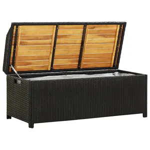 vidaXL Garden Storage Bench 120 cm Poly Rattan Black