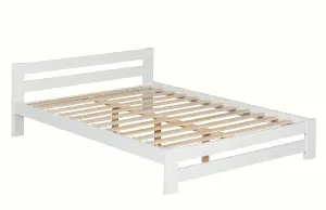 Wooden Xiamen Bed, Slatted Bed Frame, Guest Bed, Bedroom Furniture - White 4FT6