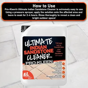 Pro-Kleen Ultimate Indian Sandstone Cleaner Removes Dirt, Grime, Black Spots, Stains & More Restores Colour Child & Pet Safe 5L