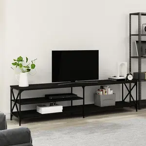 Berkfield TV Cabinet Black 200x40x50 cm Engineered Wood and Metal