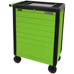 High-Visibility Green 7 Drawer Portable Tool Chest - 702 x 477 x 993mm