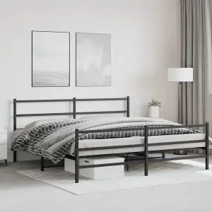 Berkfield Metal Bed Frame without Mattress with Footboard Black 200x200cm