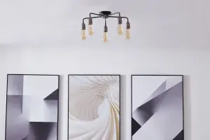 Harper Living Black and Sliver 5-Light Ceiling Light