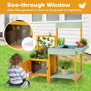 Costway Kids Outdoor Potting Bench Kids Mud Outdoor Playset Toy Gardening Center