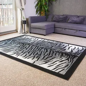 Grey Tiger Print Rug - Texas Animal Kingdom