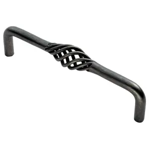 Steel Cage D Type Cabinet Pull Handle 128mm Fixing Centres Antique Steel