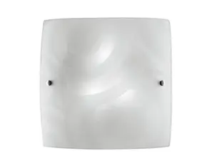 Luminosa MIRO 3 Light Patterned Glass Flush Ceiling Light White 40x40cm