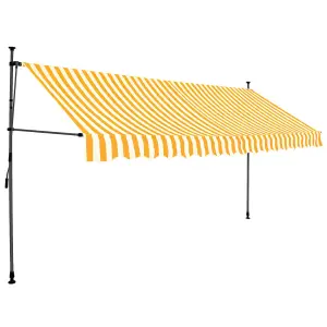 Berkfield Manual Retractable Awning with LED 350 cm White and Orange