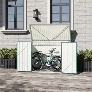 Steel Garden Storage Shed Pent Tool Shed Bicycle Storage Shed Green with Locking System, Green