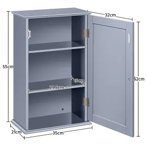 Yaheetech Grey Wall Mounted Cabinet Storage with 3 Tiers Adjustable Shelf