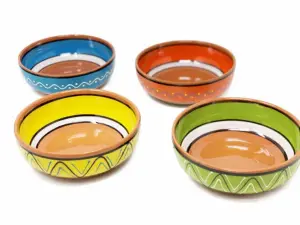 Fiesta Hand Painted Pattern Ceramic Kitchen Dining Set of 4 Serving Bowls (D) 17cm x (H) 6cm