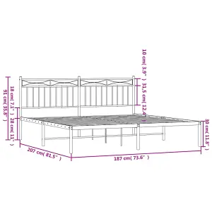 Berkfield Metal Bed Frame with Headboard Black 180x200 cm