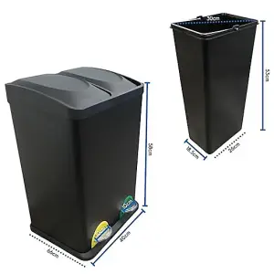 Evre Recycling Bin with Lids for Kitchen / 40 Litre Capacity / 2 Compartments Waste Separation (40L (20L+20L))