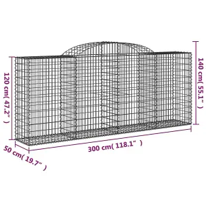 Berkfield Arched Gabion Baskets 13 pcs 300x50x120/140 cm Galvanised Iron