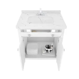 Kardelen Freestanding Single Bathroom Vanity with One Tap Hole Marble Basin White