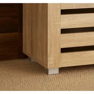 Home Source Oslo 2 Door Shoe Storage Cabinet Unit Oak Effect