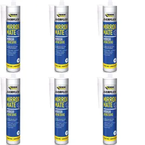 Everbuild Everflex Mirror Mate Mirror Adhesive, White, 290 ml (Pack of 6)