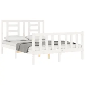 Berkfield Bed Frame with Headboard White 140x200 cm Solid Wood