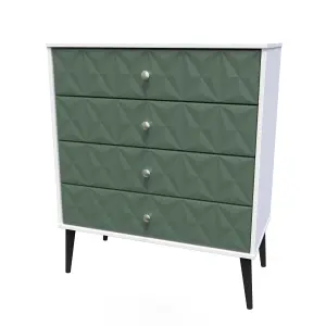 Toledo 4 Drawer Chest in Labrador Green & White (Ready Assembled)