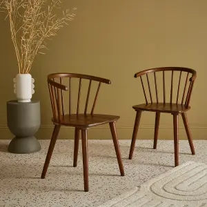 sweeek. Pair of chairs in walnut wood and plywood Paula Dark wood colour 75x53x51 cm