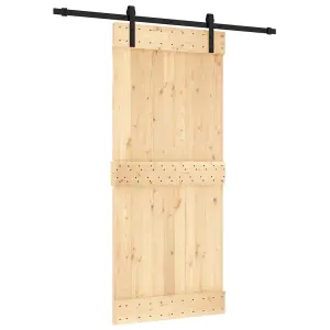 Berkfield Sliding Door with Hardware Set 90x210 cm Solid Wood Pine