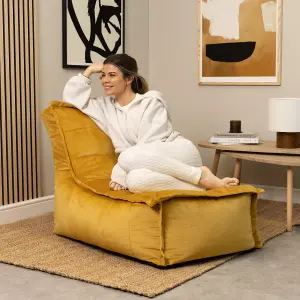 icon Dolce Lounger Bean Bag Ochre Yellow Velvet Bean Bag Chair