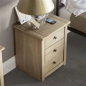 Somers 3 Drawer Solid Wood Bedside Table, Bedroom Storage Cabinet Brambly Cottage