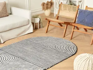 Wool Oval Area Rug 140 x 200 cm White and Graphite Grey KWETA