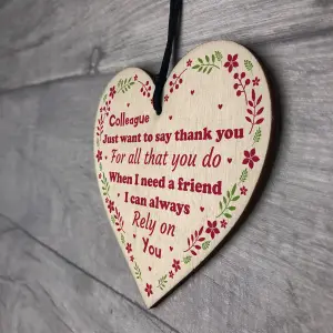 Red Ocean Thank You Colleague Gift Handmade Wooden Heart Sign Leaving Work Present Friendship Friend Gift