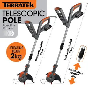 Terratek 20V Electric Cordless Grass Strimmer Garden Trimmer 2 Batteries & 30 Blades Included