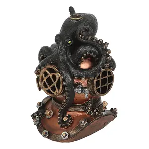 Something Different Kraken & Diver Helmet Backflow Incense Burner Black/Golden Brown/Chrome (One Size)