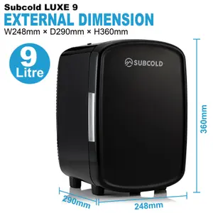 Subcold Luxe 9L Mini Fridge Black