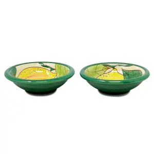 Signature Lemons Hand Painted Ceramic Kitchen Dining Set of 2 Tapas Bowls (Diam) 12cm