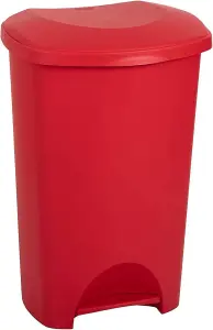 1 x Red 50L Recycling Commercial Medical Utility Waste Trash Pedal Bin With Hands Free Foot Pedal Operation